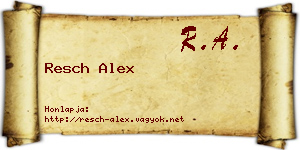 Resch Alex névjegykártya